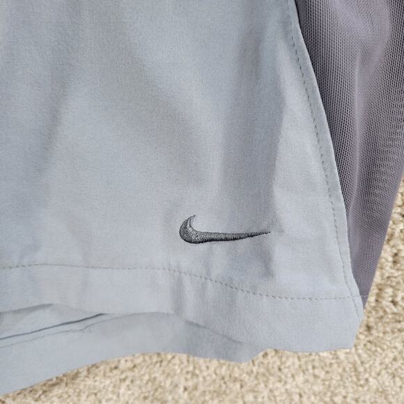 Nike Womens Dri Fit Shorts M Blue Gray Brief Lined Gym Running Active Pull On - Picture 12 of 12